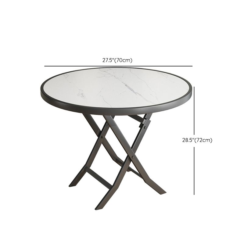 Modern White Foldable Dining Table Wood Tabletop with Metal Legs