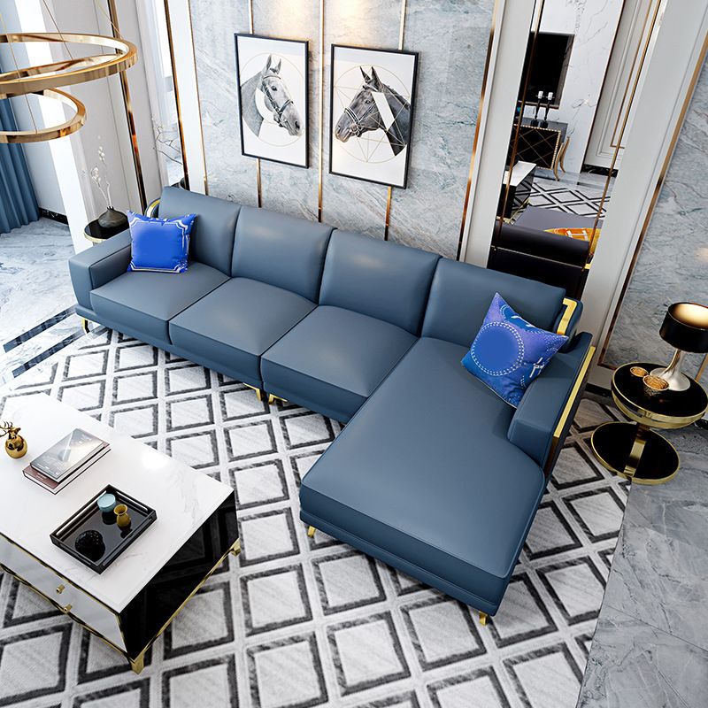 Modern Genuine Leather Sectional Square Arm Sofa with Removable Cushions Clearhalo 'furn' 'furn_sectionals' 'Furniture' 'furniture_sectionals' 'Living Room Furniture' 'Sectionals' 1200x1200_2e43a189-47a2-4ac4-bb8f-61df75d9e69c