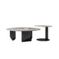 Contemporary Round Coffee or End Table Iron and Stone Coffee Table in Black and White Clearhalo 'Coffee & Accent Tables' 'Coffee Tables' 'coffee_tables' 'furn' 'furn_coffee_tables' 'Furniture' 'Living Room Furniture' 1200x1200_2e443e60-60ea-44c7-99d0-8600161939ad