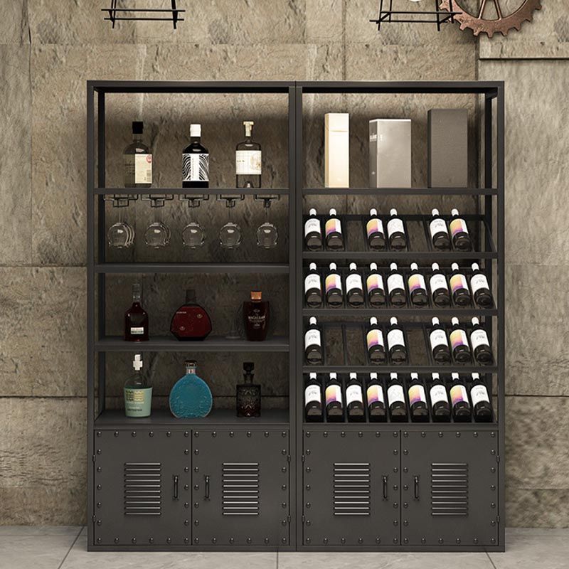 Metal Floor Wine Bottle & Glass Rack Modern Wine Holder Rack with Shelf