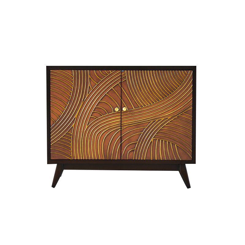 Scaffali regolabili in stile glam credenza a buffet in legno massiccio con porte