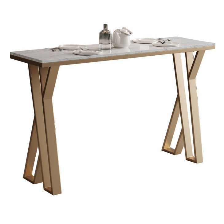 Tavolo da tavolo da barra di marmo artificiale rettangolare tavolo da bistrot lussuoso con doppio piedistallo