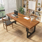 Brown Rectangular Office Bureau en bois Home Writing Bureau avec des jambes en métal