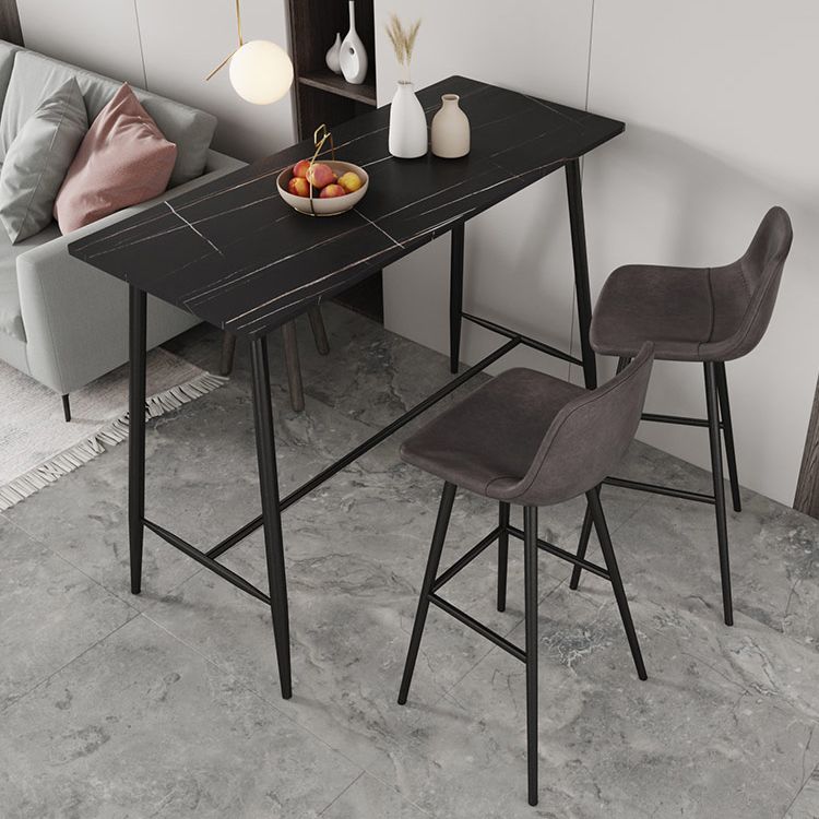 Industrial Black Metal Bar Table Rectangle Top 41.3"H Bistro Table with Footrest Clearhalo 'Bar Furniture' 'Bar Tables' 'bar_tables' 'furn' 'furn_bar_tables' 'Furniture' 'furniture_bar_tables' 'Kitchen & Dining Furniture' 1200x1200_2e4a8ee4-3f60-499b-a20c-70e636a6ab8a