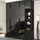 Modern Glass Doors Wardrobe Cabinet Black Bedroom Storage Cabinet