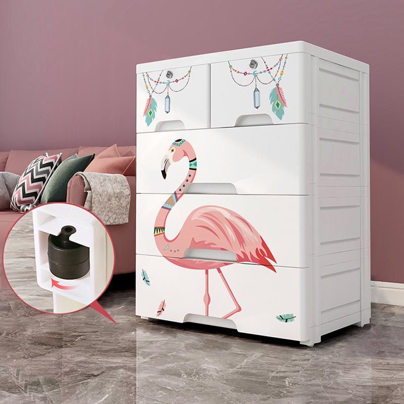 Contemporary Style Non-Hanging Armoire White Colour Plastic Wardrobe Closet