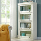 Urban Oak Wood Standard Bookcase White Vertical Bookshelf with Glass Doors