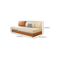 Faux Leather Convertible Sofa Bed Stain Resistant Seating in Beige and Orange