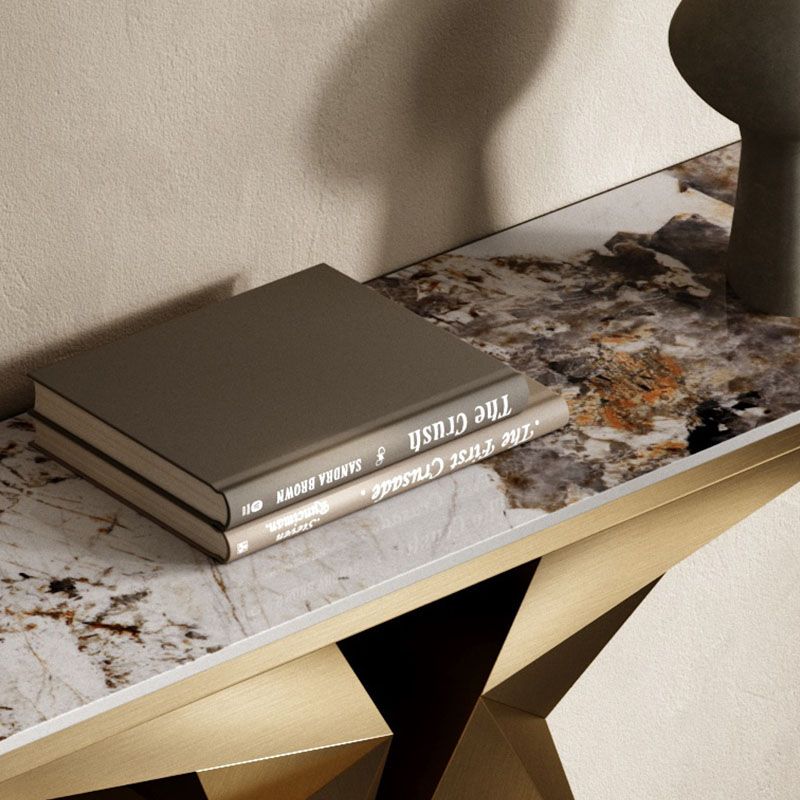 Rectangle Contemporary Console Table Gold/Black Stone Console Sofa Table