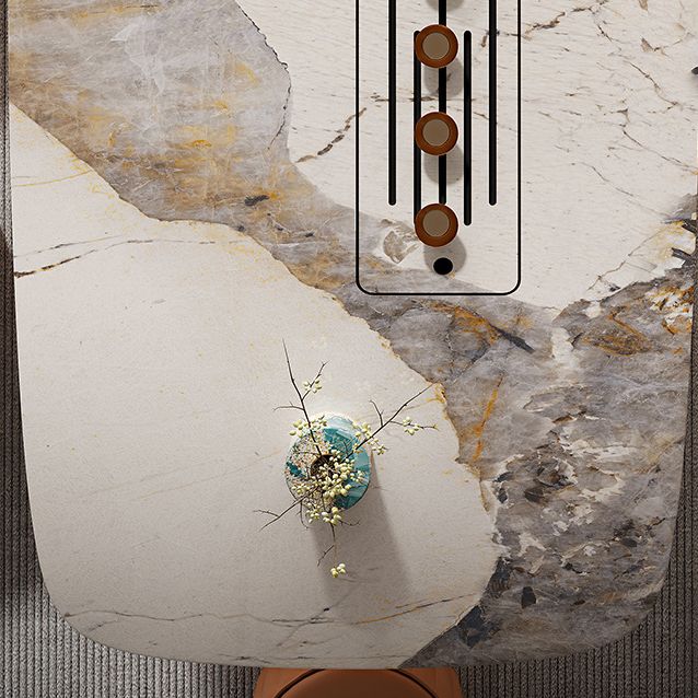 Glam Rectangle Table Sintered Stone Table with Metal Legs for Home Use