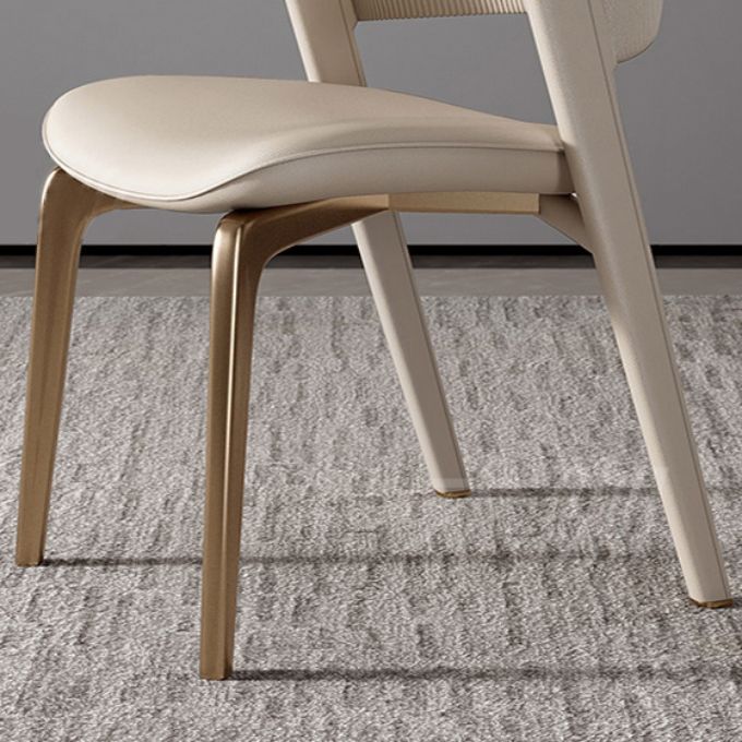 Faux Leather Dining Chair Nordic Style Open Back Armless Chair