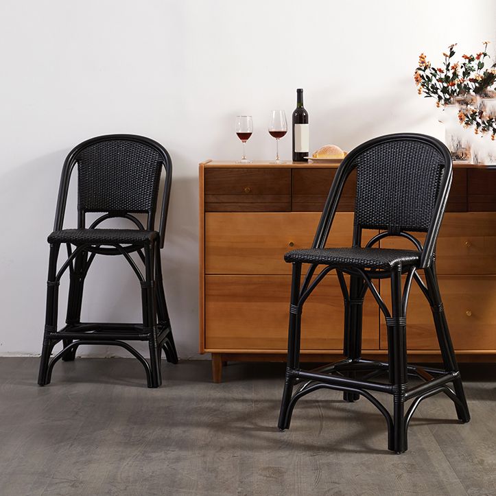 Black Wicker Counter Stools Contemporary Indoor Stools with Wood Frame Clearhalo 'Bar Furniture' 'Bar Stools' 'bar_stools' 'furn' 'furn_bar_stools' 'Furniture' 'Kitchen & Dining Furniture' 1200x1200_2e53349c-75da-442a-950b-f297625777a5
