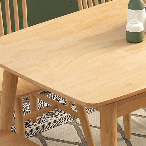 Modern Rubberwood Solid Wood Dining Table Brown Rectangle Table with 4 Legs for Home Clearhalo ' dining_table' 'Dining Tables & Seating' 'Dining Tables' 'furn' 'furn_dining_table' 'Furniture' 'furniture_dining_table' 'Kitchen & Dining Furniture' 'kitchen&dining_furn' 'kitchen' 'kitchen_dining_table' 1200x1200_2e5551dc-763a-4785-b7d6-5fc308cb830f