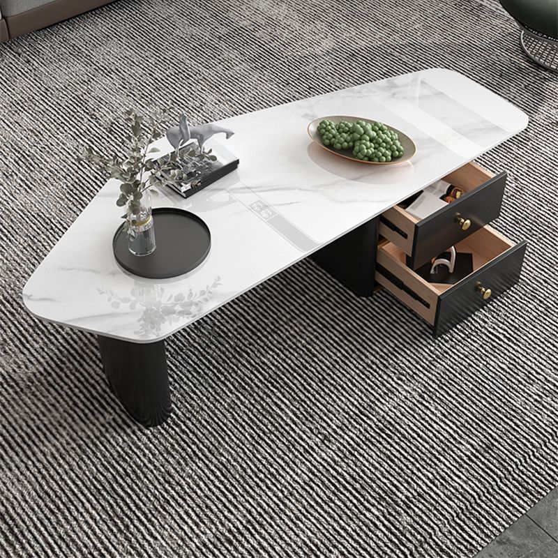 Glam Geometric Coffee Table Slate Top Cocktail Table for Living Room