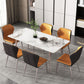 Mesa de comedor rectangular 4 patas modernas mesa fija de piedra sinterizada