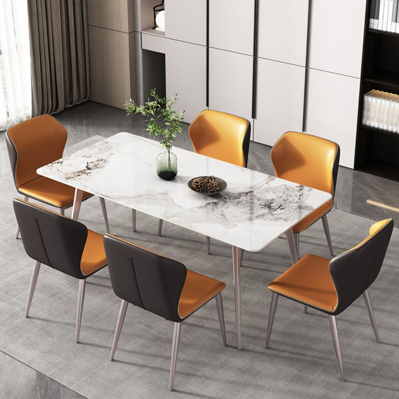 Mesa de comedor rectangular 4 patas modernas mesa fija de piedra sinterizada