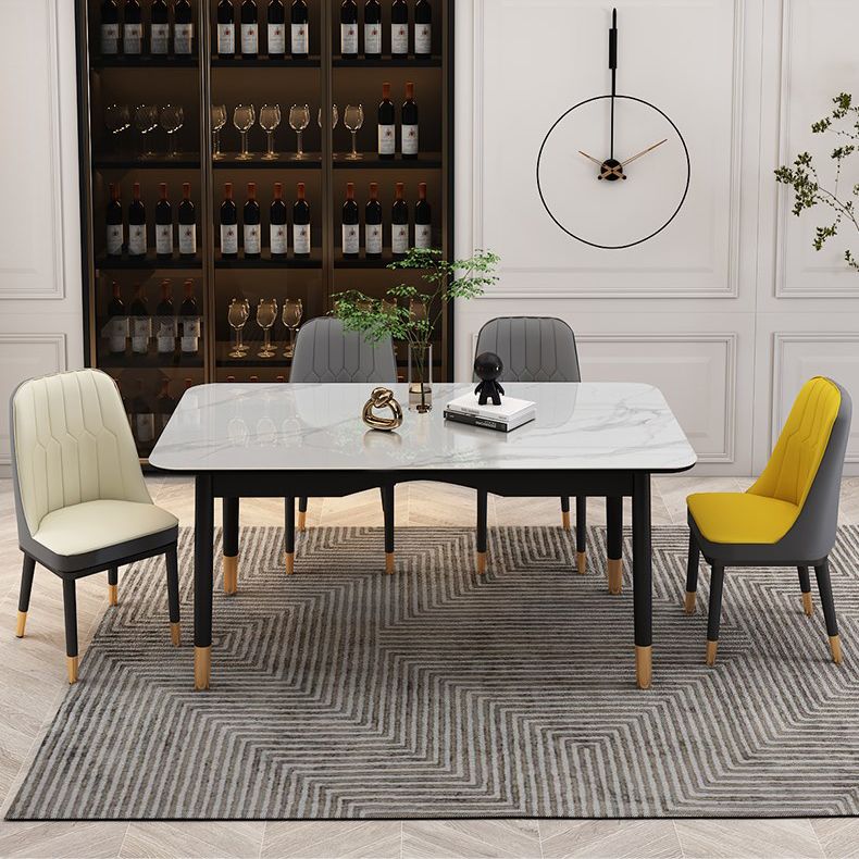 Traditional Luxury Dining Table Sintered Stone Table with 4 Black Legs for Dining Room Clearhalo ' dining_table' 'Dining Tables & Seating' 'Dining Tables' 'furn' 'furn_dining_table' 'Furniture' 'furniture_dining_table' 'Kitchen & Dining Furniture' 'kitchen&dining_furn' 'kitchen' 'kitchen_dining_table' 1200x1200_2e5e876d-e6d3-424e-a07b-bac90f8ddd62