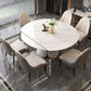 Contemporary Style Sintered Stone Dining Table with Built-in Storage Layer and Pedestal Base Clearhalo 'Dining Room Sets' 'Dining Tables & Seating' 'dining_room_set' 'furn' 'furn_dining_room_set' 'Furniture' 'furniture_dining_room_set' 'Kitchen & Dining Furniture' 'kitchen&dining_furn' 'kitchen' 1200x1200_2e5f6bdc-e447-4493-b35b-1283d9483556