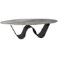 Metal Abstract Base Cocktail Table Glam Oval Slate Top Coffee Table