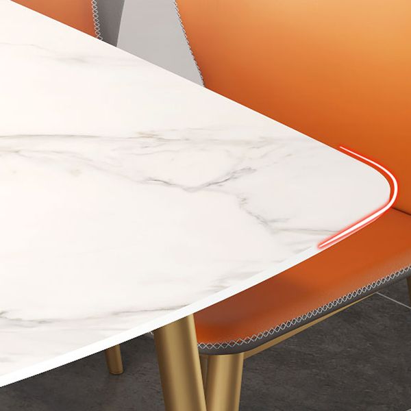 Set da tavolo da pranzo rettangolare glam 1/3/4/5 pezzi Dinette Set con top in pietra sinterizzata bianca