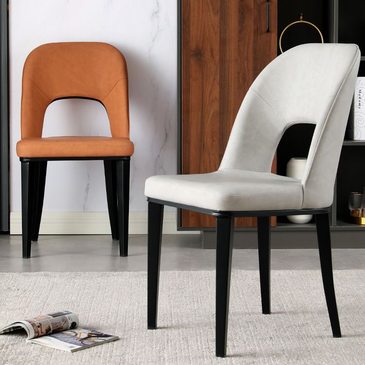 Matte Finish Contemporary Dining Side Chair Leather Open Back Dining Chair Clearhalo ' kitchen&dining_furn' 'Dining Chairs' 'Dining Tables & Seating' 'dining_chair' 'furn' 'furn_dining_chair' 'Furniture' 'furniture_dining_chair' 'Kitchen & Dining Furniture' 'kitchen' 1200x1200_2e639017-080c-4c7a-b013-fc8017ea10ee