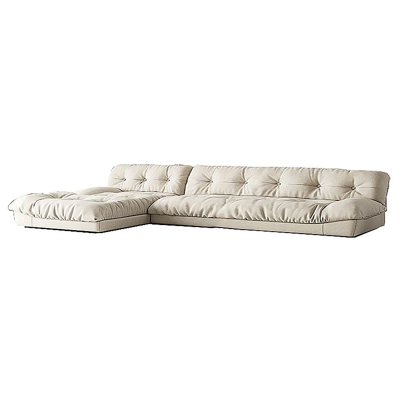 Modern Tufted Back Sofa Sectional Cream Armless Sofa and Chiase Clearhalo 'furn' 'furn_sectionals' 'Furniture' 'furniture_sectionals' 'kitchen' 'kitchen_sectionals' 'Living Room Furniture' 'Sectionals' 1200x1200_2e639b19-4981-4fff-8af1-ea68a1764206