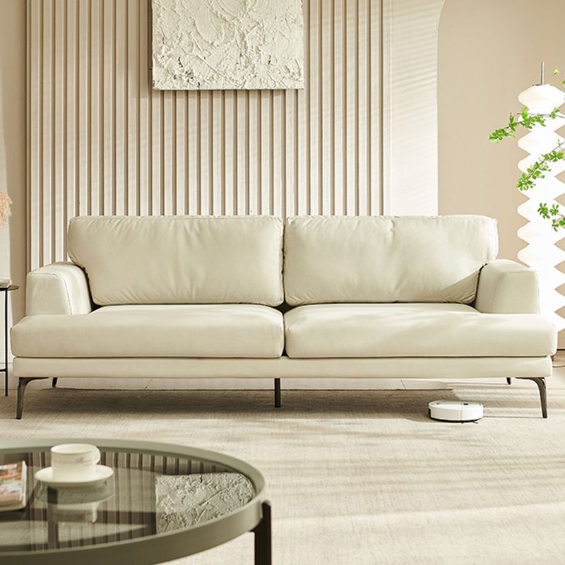 Stain-Resistant Faux Leather Loveseat Recessed Arm Sofa with Metal Legs Clearhalo 'furn' 'furn_sofas' 'Furniture' 'furniture_sofas' 'Living Room Furniture' 'Sofa' 'sofas' 1200x1200_2e63ced1-c16d-453b-8706-d6b7785a264e