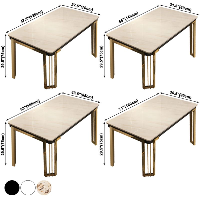 Metal Traditional Luxury Rectangle Indoor Table Sintered Stone Top Table with Legs Clearhalo ' dining_table' 'Dining Tables & Seating' 'Dining Tables' 'furn' 'furn_dining_table' 'Furniture' 'furniture_dining_table' 'Kitchen & Dining Furniture' 'kitchen&dining_furn' 'kitchen' 'kitchen_dining_table' 1200x1200_2e645275-efc0-4a1e-b1b3-3aca8fbd2e53