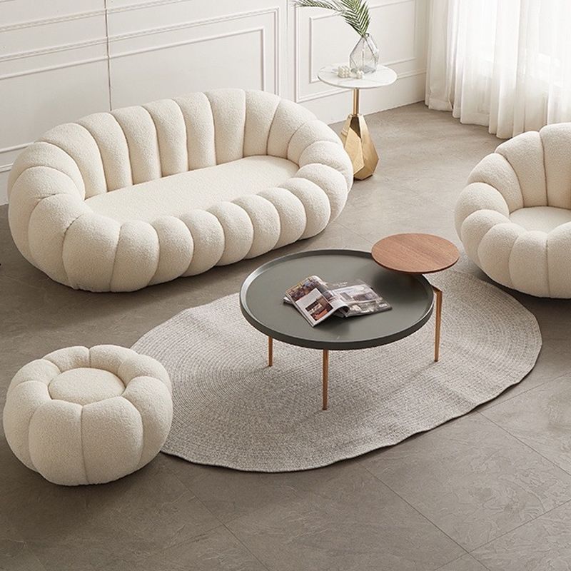 Modern 27.55" H Wool Sewn Pillow Back Slope Arm Sofa for Apartment