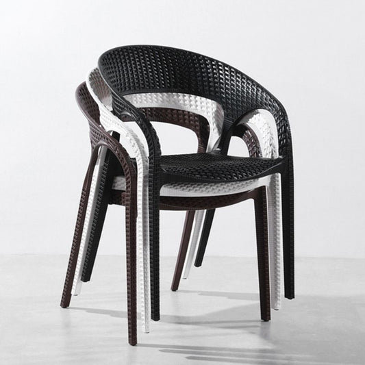 Contemporary Open Back Dining Chair Plastic Stackable Dining Arm Chair