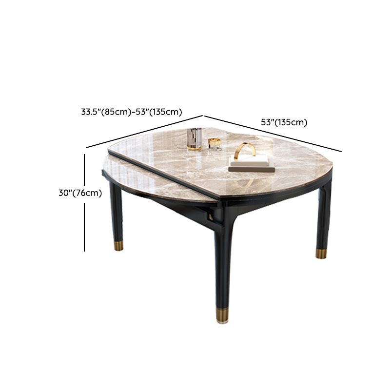 Modern Round Extendable Dining Table Stone Tabletop with Black Wood Legs Clearhalo 'Dining Tables & Seating' 'Dining Tables' 'dining_table' 'furn' 'furn_dining_table' 'Furniture' 'Kitchen & Dining Furniture' 1200x1200_2e693600-19e7-4d9d-8ce6-b8a51790b5fd