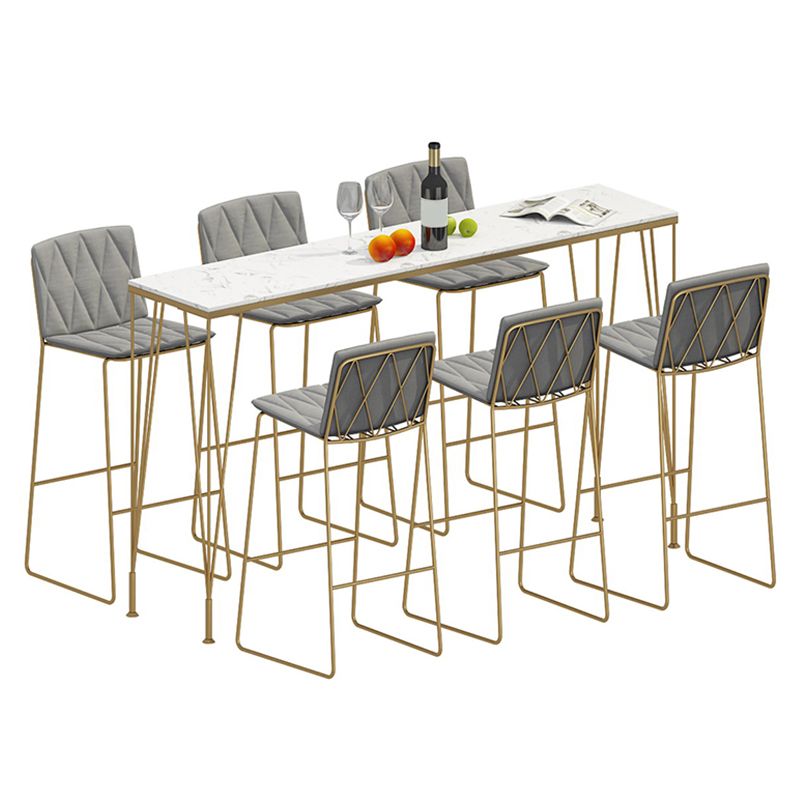 Juego de bistró rectangular estilo Glam, juego de mostrador de mármol sintético de 1/7 piezas