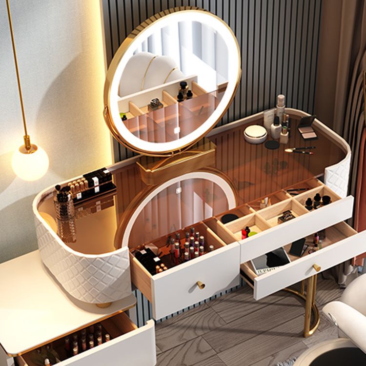 Glam Glass Makeup Vanity Desk Bedroom Vanity Dressing Table with Drawer Clearhalo 'Bedroom Furniture' 'furn' 'furn_makeup_vanities' 'Furniture' 'Makeup Vanities' 'makeup_vanities' 1200x1200_2e6a7e68-73d6-4502-83fc-383bd6e4e460