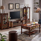 Mueble para TV de estilo tradicional, mueble para TV de madera de abedul con 6 cajones