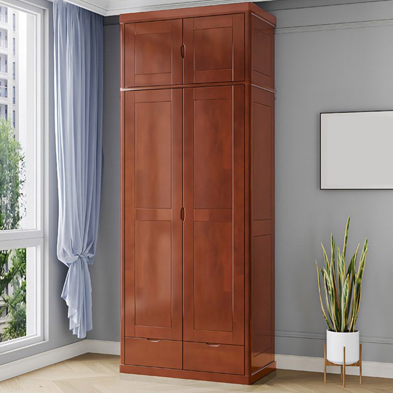 Contemporary Style Wardrobe Armoire Solid Wood Wardrobe Closet with Doors and Drawers Clearhalo 'Armoires & Wardrobes' 'armoires_wardrobes' 'Bedroom Furniture' 'furn' 'furn_armoires_wardrobes' 'Furniture' 1200x1200_2e6e07ef-f12c-4534-bd4d-6fe35139bb0d