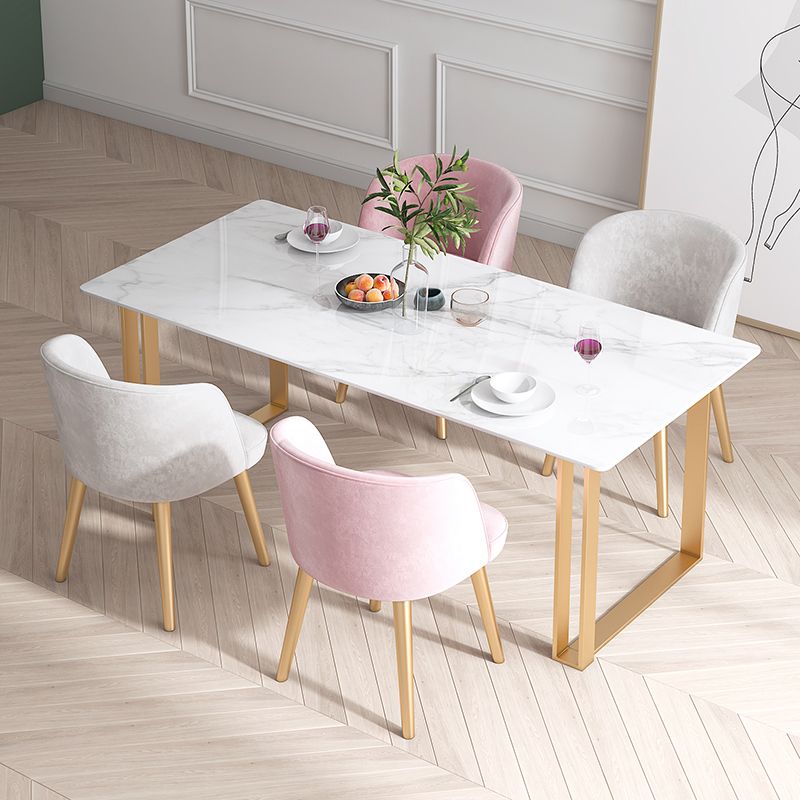 Scandinavian Sintered Stone Dining Table Set White Rectangle Dining Set for Home Use Clearhalo 'Dining Room Sets' 'Dining Tables & Seating' 'dining_room_set' 'furn' 'furn_dining_room_set' 'Furniture' 'furniture_dining_room_set' 'Kitchen & Dining Furniture' 'kitchen&dining_furn' 'kitchen' 1200x1200_2e6e25c1-1419-484d-977a-2bfadd99c6ff