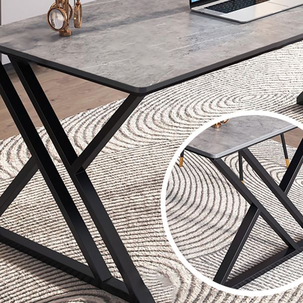 Modern Stone Top Dinette Set 1/2 Pieces Rectangle Dining Table Set in Grey Clearhalo 'Dining Room Sets' 'Dining Tables & Seating' 'dining_room_set' 'furn' 'furn_dining_room_set' 'Furniture' 'Kitchen & Dining Furniture' 1200x1200_2e712e7a-c053-4a34-910b-f6109bd2318e