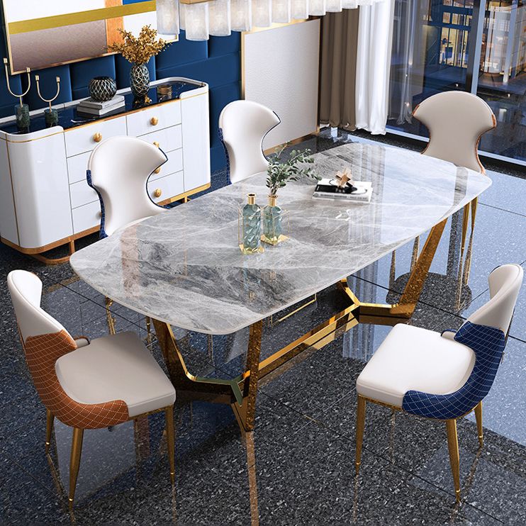 Glam Style Dining Sintered Stone Table Dining Rectangle Table for Kitchen Clearhalo 'Dining Tables & Seating' 'Dining Tables' 'dining_table' 'furn' 'furn_dining_table' 'Furniture' 'Kitchen & Dining Furniture' 1200x1200_2e716592-7ee3-433b-8e5b-b8e5edbbbea1