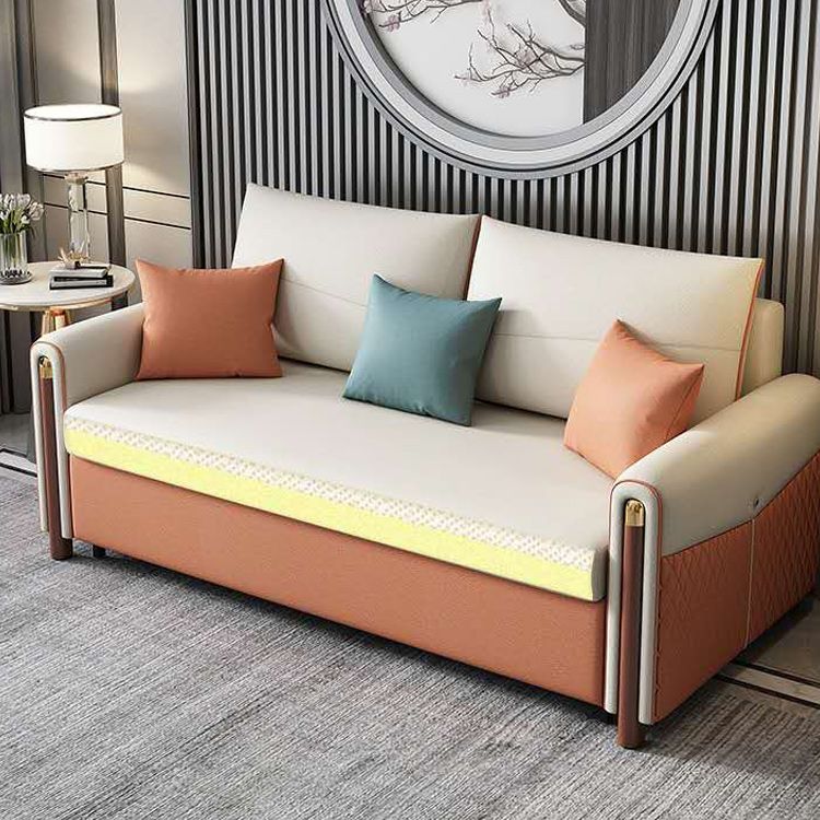 Modern Square Arm Sofa Futon Foldable Pillow Included Loveseat Clearhalo 'furn' 'furn_futons' 'Furniture' 'Futons & Daybeds' 'Futons' 'Living Room Furniture' 1200x1200_2e72933a-4e63-4973-adba-9abe9b41bcff