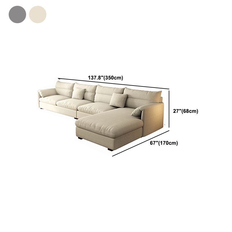Nordic Square Arm Sofa & Chaise Loose Back Cushions Sofa - 26.77" H Clearhalo 'furn' 'furn_sectionals' 'Furniture' 'Living Room Furniture' 'Sectionals' 1200x1200_2e731858-96fe-43e7-8a41-0ade44dffae1
