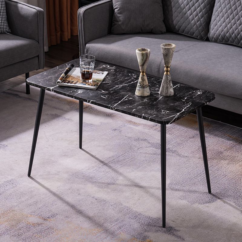 Modern Rectangle Wooden Top Coffee Table with 4 Iron Legs 1 Piece