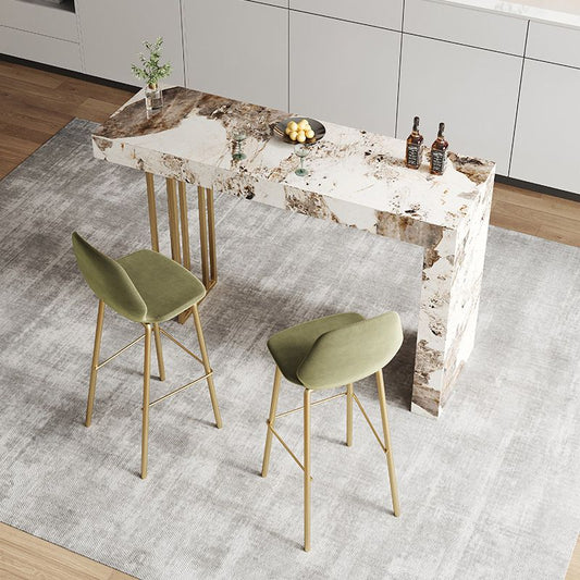 1/2/3 Pieces Glam Rectangle Sintered Stone Counter Table with High Stools