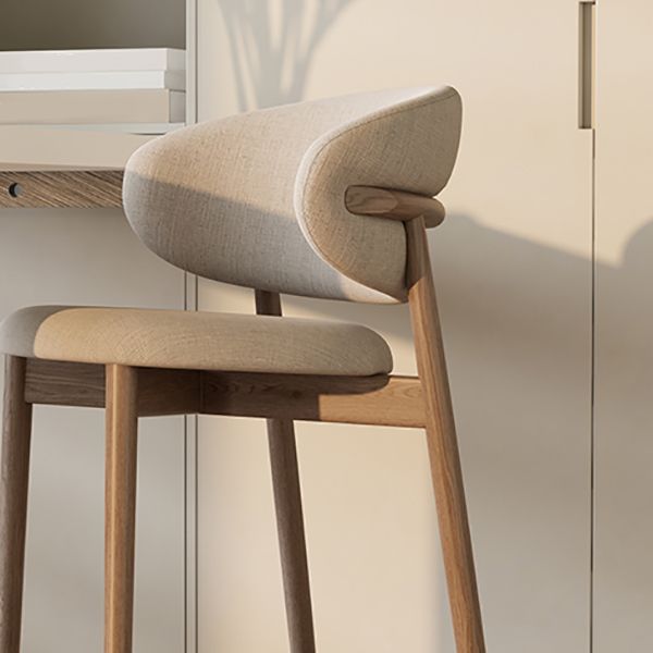 Solid Wood Dining Stools Low Back Upholstered Bar Stools with Footrest