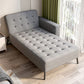 Modern Adjustable Standard Yoga Chaise with Accent Pillows Faux Leather Lounge Chair
