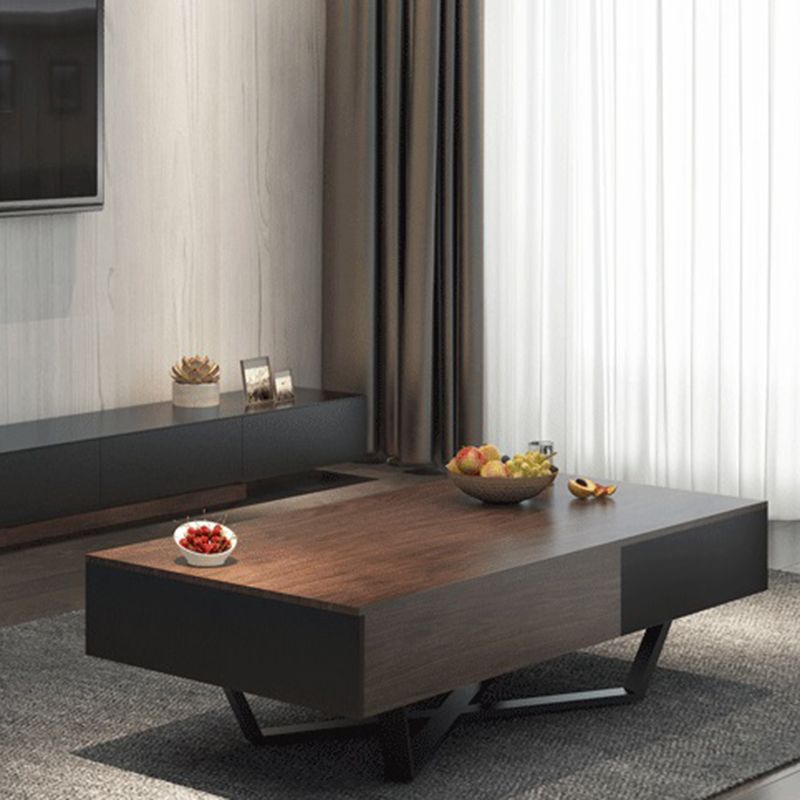 15.7"H Modern Metal Cross Leg Wood Rectangular Table Top Coffee Table Clearhalo 'Coffee & Accent Tables' 'Coffee Tables' 'coffee_tables' 'furn' 'furn_coffee_tables' 'Furniture' 'furniture_coffee_tables' 'Living Room Furniture' 1200x1200_2e7b9417-d8dd-40ba-81c9-26d0064c915f
