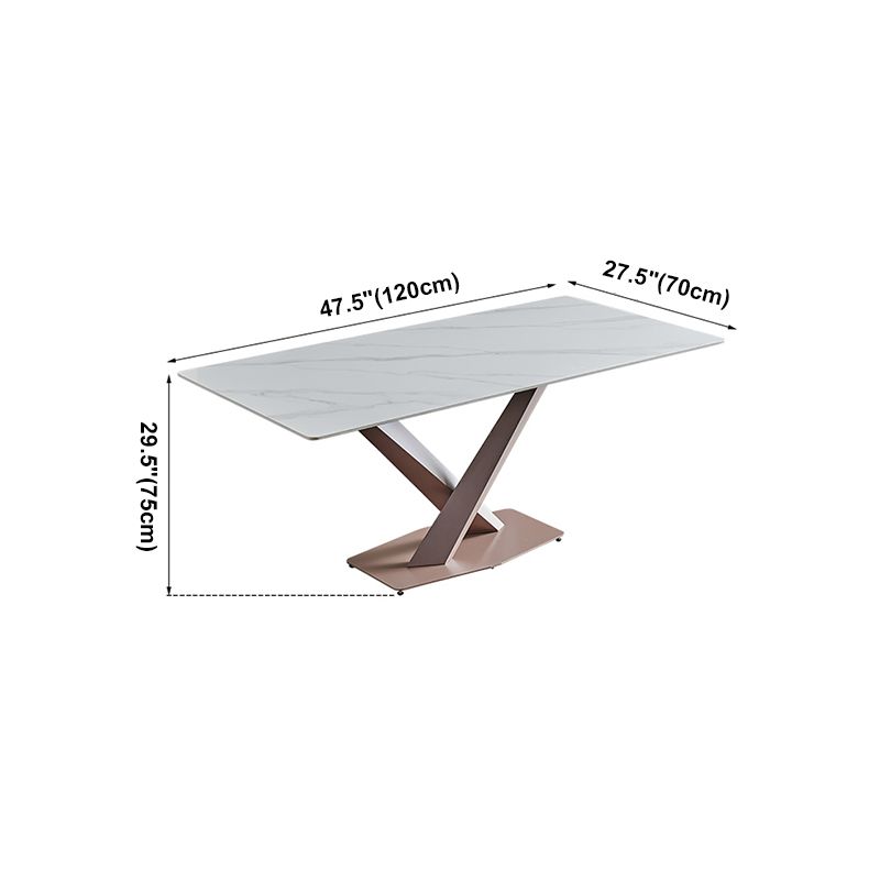 Traditional Luxury Dining Table White Sintered Stone Table with Rose Gold Frame Clearhalo ' dining_table' 'Dining Tables & Seating' 'Dining Tables' 'furn' 'furn_dining_table' 'Furniture' 'furniture_dining_table' 'Kitchen & Dining Furniture' 'kitchen&dining_furn' 'kitchen' 'kitchen_dining_table' 1200x1200_2e7e7c98-f34d-4f95-820d-281ec1462e21