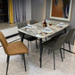 Stone Top Dining Table Contemporary Rectangle Dining Table with 4 Legs in Black