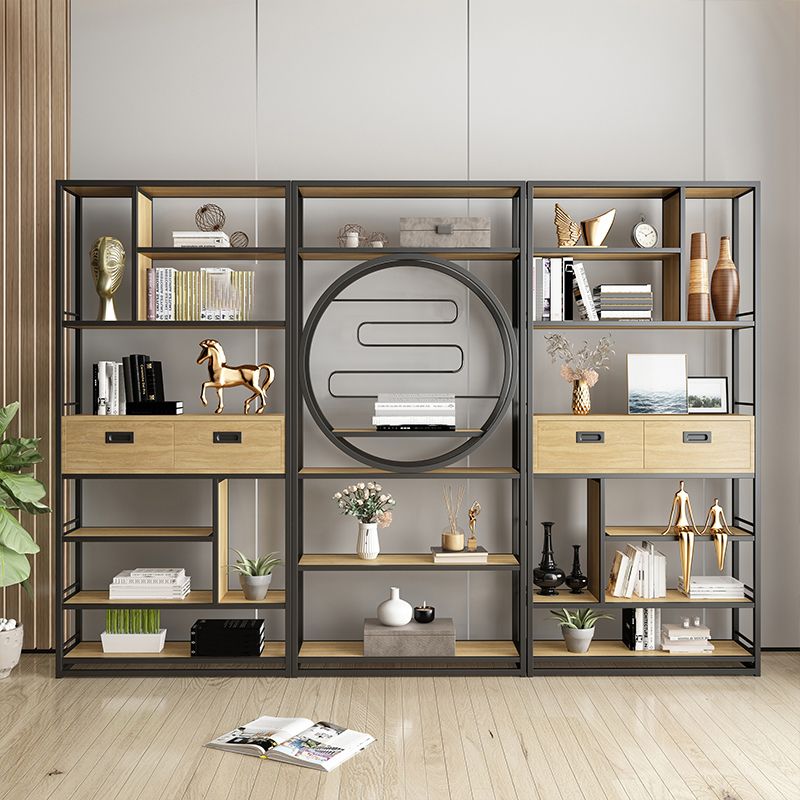 Geometric Shelf Bookshelf Metal and Wooden Bookcase for Home Office Clearhalo 'Bookcases' 'furn' 'furn_bookcases' 'Furniture' 'furniture_bookcases' 'Office Furniture' 1200x1200_2e8144c5-7923-4094-a273-b39fa2c91464