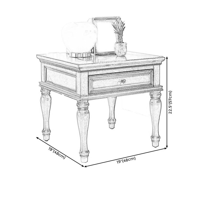 Farmhouse Wooden Square Side Table One Drawer Side Table with Four Wooden Legs Clearhalo 'Coffee & Accent Tables' 'End & Side Tables' 'end_side_table' 'end_side_tables' 'furn' 'furn_end_side_tables' 'Furniture' 'furniture_end_side_table' 'Living Room Furniture' 1200x1200_2e82274a-5fec-4cec-9fdf-5ef70ddfacad