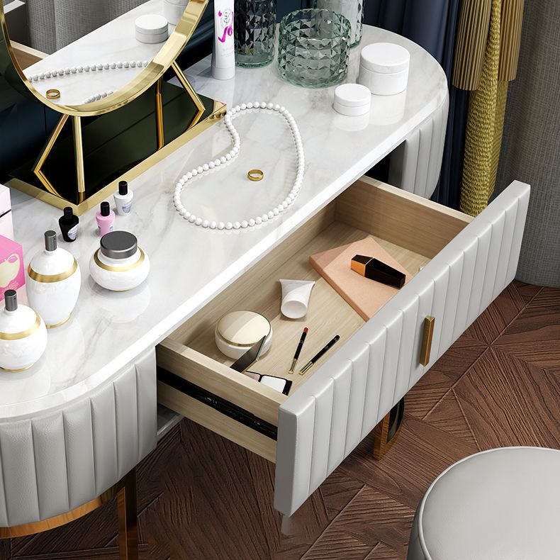 Holzwaschtisch mit Stuhl und Spiegelstein Top Eitelkeit in Grau